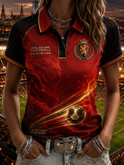 Polo femme à manches courtes avec imprimé lion de football