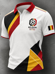T-shirt polo décontracté avec impression d’art fan de football belge rétro