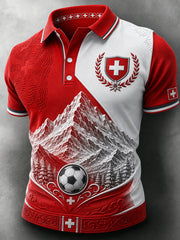 Polo à manches courtes pour homme avec imprimé footballistique