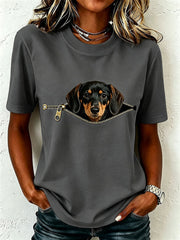 T-shirt adorable pour femme à l’effigie d’un teckel