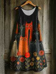 Robe sans manches pour femme, motif animal et chat imprimé