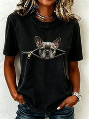 T-shirt féminin adorable au motif de bouledogue français