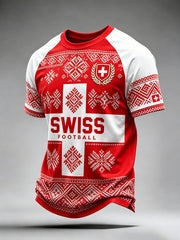 T-shirt décontracté à manches raglan pour hommes, imprimé sur le thème du football