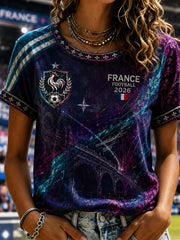 T-shirt manches courtes à col rond France Football Femme