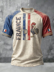 T-shirt décontracté à imprimé coq rétro pour hommes