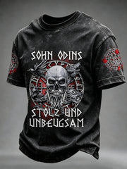 T-shirt à manches courtes Viking Odin Viking Valhalla Skull Print Homme