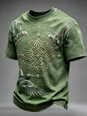 Vintage Viking Celtic Knot Motif Imprimer T-shirt manches courtes pour hommes