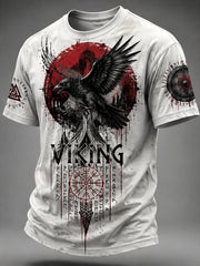 T-shirt rétro pour homme à manches courtes, imprimé motifs vikings