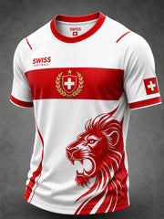T-shirt à manches raglan décontracté imprimé sur le thème du football pour hommes