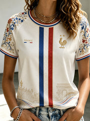 T-shirt manches courtes col rond France Football pour femme