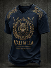 T-shirt rétro pour homme à manches courtes, imprimé motifs vikings