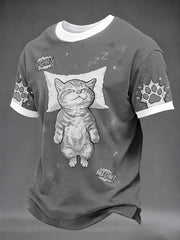 T-shirt décontracté unisexe pour hommes, imprimé pop art chat