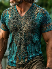 T-shirt Vintage Viking Tree Of Life avec des ailes pour hommes