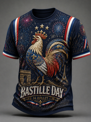 T-shirt à manches courtes pour la Fête nationale française, modèle homme