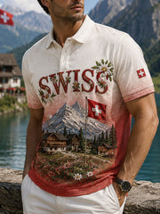 Chemise à manches longues en maille gaufre, style ethnique, pour homme