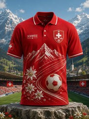 Polo à manches courtes pour homme avec imprimé footballistique