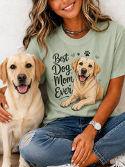 T-shirt décontracté pour les amoureux des animaux, avec impression humoristique «La meilleure maman de chien»