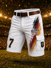 Pantalons cargo courts pour homme à imprimé lion de football