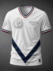 T-shirt à col en V pour hommes, France Football