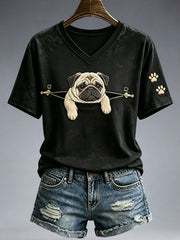 T-shirt adorable pour femmes avec carlin