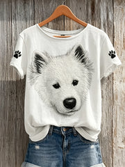 T-shirt Samoyed Dog & Paw Prints Femme à manches courtes