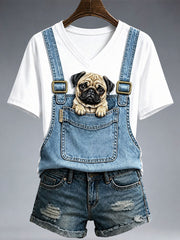 T-shirt adorable pour femmes avec carlin
