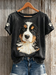 T-shirt à manches courtes Bernese Mountain Dog & Paw Prints Femme