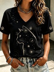 T-shirt élégant à manches courtes Cat Lover pour femmes