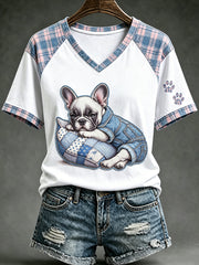T-shirt femme à manches courtes, ample, à imprimé animaux mignons et chiens, style vintage tendance