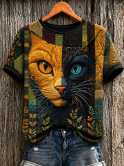 T-shirt femme à manches courtes avec imprimé mignon de chat