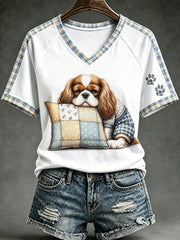 T-shirt femme à manches courtes, ample, à imprimé animaux mignons et chiens, style vintage tendance
