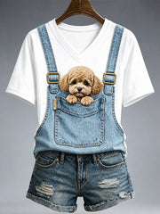 T-shirt adorable pour femmes avec motif caniche