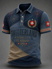 Polo Homme Manches Courtes Imprimé Fête Nationale