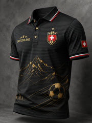 Polo à manches courtes pour homme avec imprimé sur le thème du football