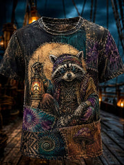T-shirt décontracté pour homme à imprimé rétro de crâne mystérieux et d’art pirate sombre