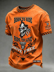 Men's Ride To Free Imprimé Vintage Fashion lâche T-shirt à manches courtes