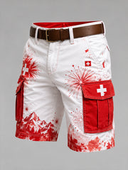 Shorts utilitaires à imprimé sur le thème de la Journée nationale pour hommes