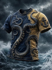 Dark Pirate Art Retro Mystery Print Casual T-shirt Homme