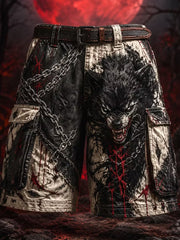 Short Décontracté Rétro Dark Punk Art Imprimé