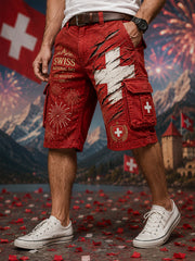 Shorts utilitaires à imprimé sur le thème de la Journée nationale pour hommes