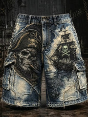 Short décontracté avec impression d’art rétro punk sombre