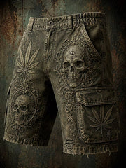Short décontracté avec impression d’art rétro punk sombre