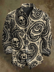 Chemise Décontractée Rétro Punk Art Imprimé Foncé