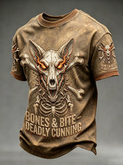 T-shirt homme à manches courtes, ample, à imprimé animalier foncé, style vintage