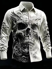 Chemise Décontractée Rétro Punk Art Imprimé Foncé