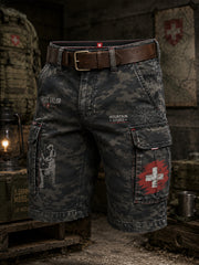 Pantalon cargo court pour homme, style militaire vintage à imprimé camouflage