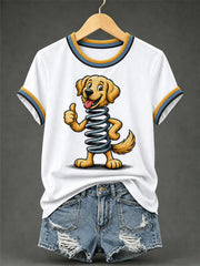 T-shirt décontracté humoristique pour femme à imprimé chien