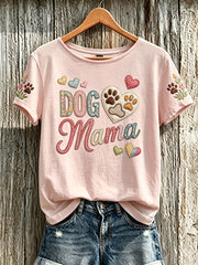 T-shirt femme à manches courtes imprimé motif chien mignon