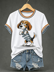 T-shirt décontracté humoristique pour femme à imprimé chien