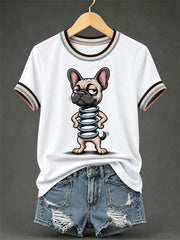 T-shirt décontracté humoristique pour femme à imprimé chien